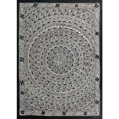 Mandala Art With Indra In Center | Madhubani Painting