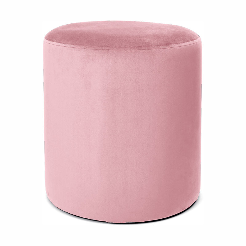Hensel 28cm Wide Velvet Round Solid Colour Pouffe Ottoman, Pink