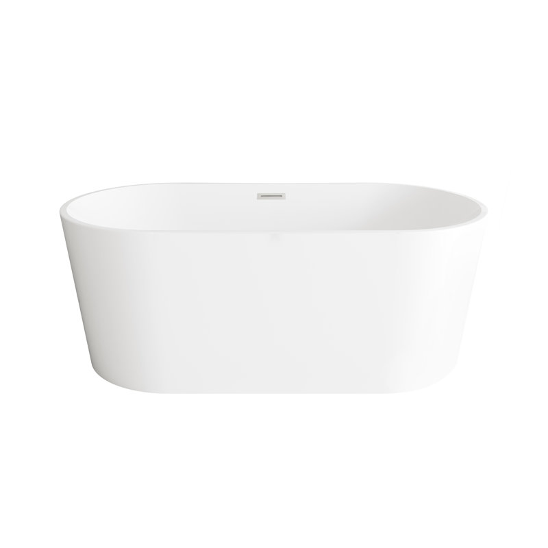 Baignoire 59 po en blanc brillant avec bordure 59 po, Nickel brossé