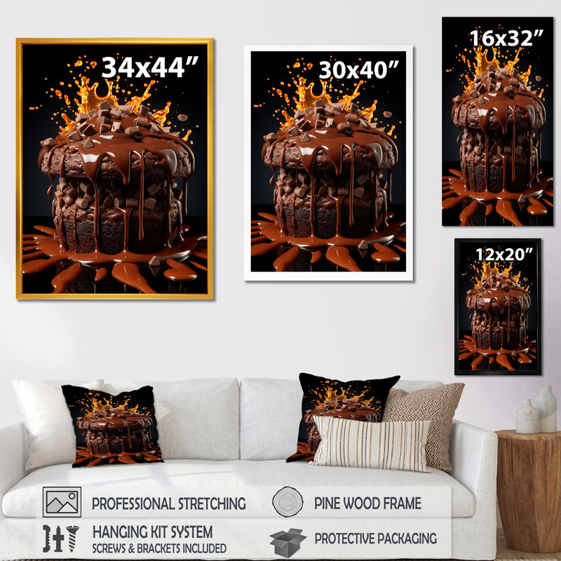 Chocolat, biscuits délices III - art mural Pop Art, Cadre simple noir, H 44 po x l 34 po x P 1,5 po