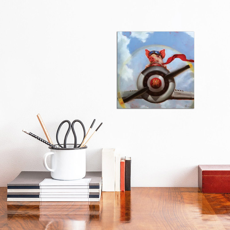 When Pigs Fly by Lucia Heffernan - Wrapped Canvas Painting, 30.48 cm H x 30.48 cm W