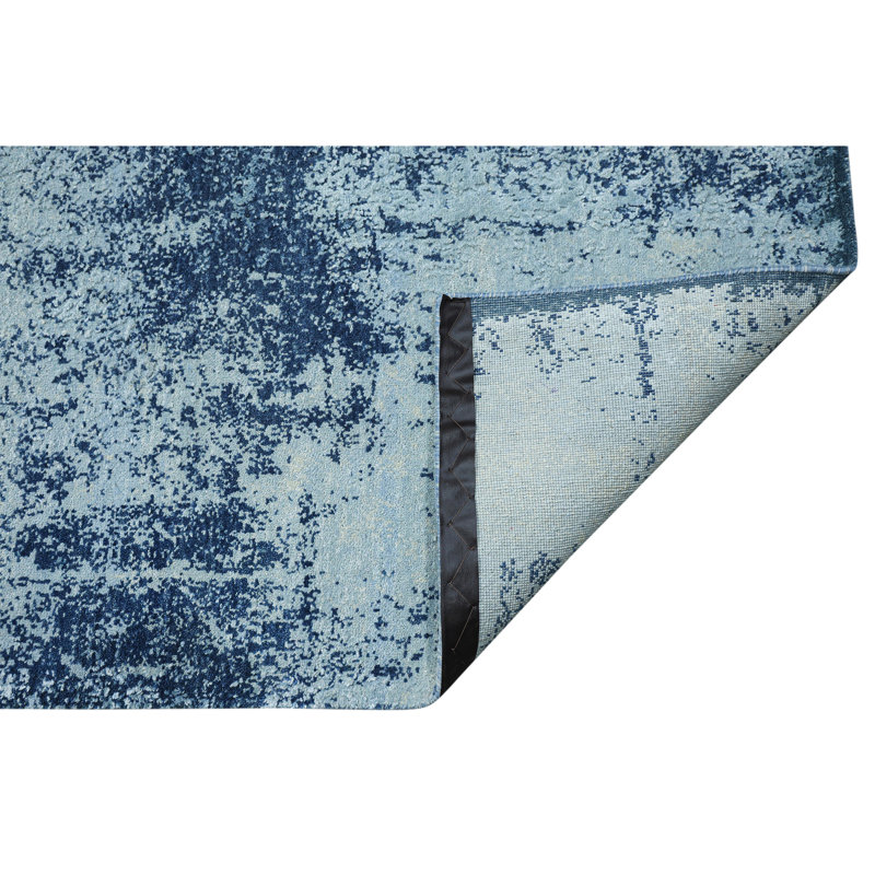 Hand Knotted Abstract Area Rug in Blue/Gray, Rectangle 8' x 10'