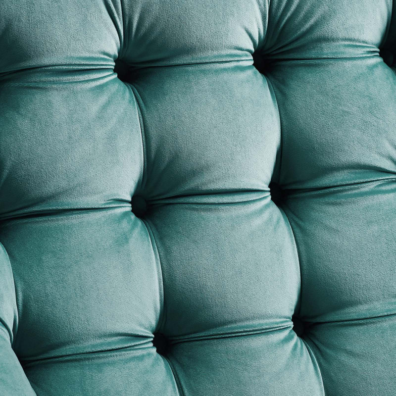 Suggest Button Tufted Upholstered Velvet Lounge Chair, Teal Plainweave
