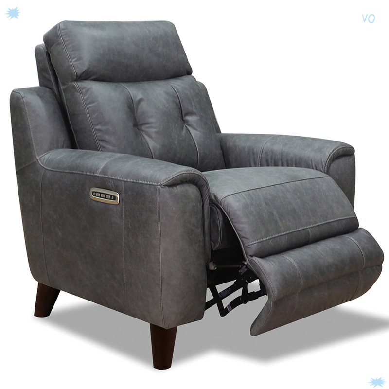 Fauteuil inclinable électrique en cuir Torino Gravity, Bois de frêne gris