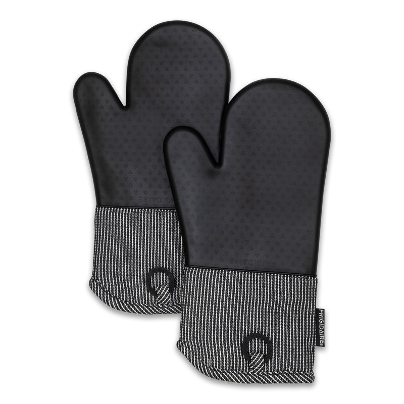 Heat Resistant Thick Soft Quilted Lining Kitchen Mini Oven Glove Mitts, Black