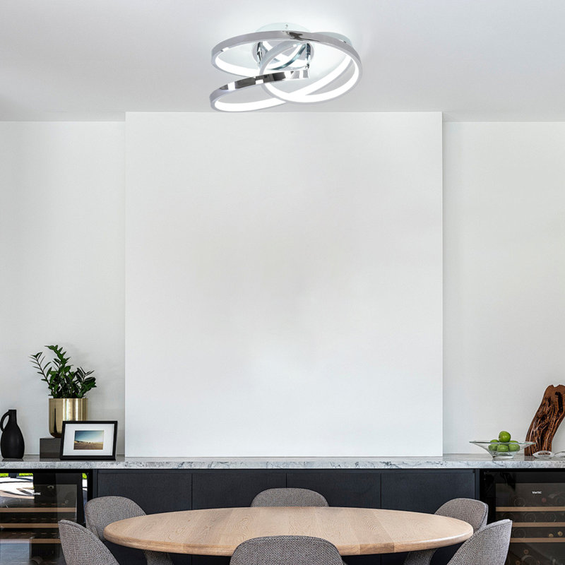 1 - Light 30cm Unique/Statement Geometric LED Semi Flush Mount