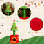 Tour pour chat festive rouge et verte - conception sur le thème des Fêtes avec boules suspendues interactives