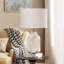 Lampe de table 20,5 "en céramique texturée avec abat-jour en lin - Éclairage de chevet et décoratif moderne