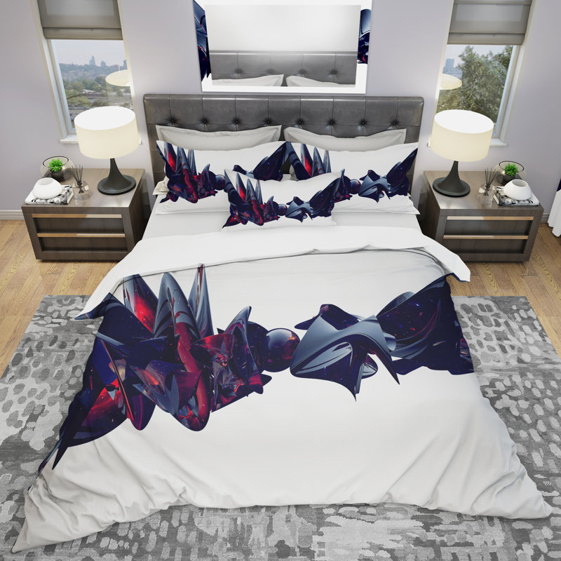 Nice To Meet You - Ensemble de housse de couette abstrait - Polyester en microfibre, Housse simple + 1 taie décorative
