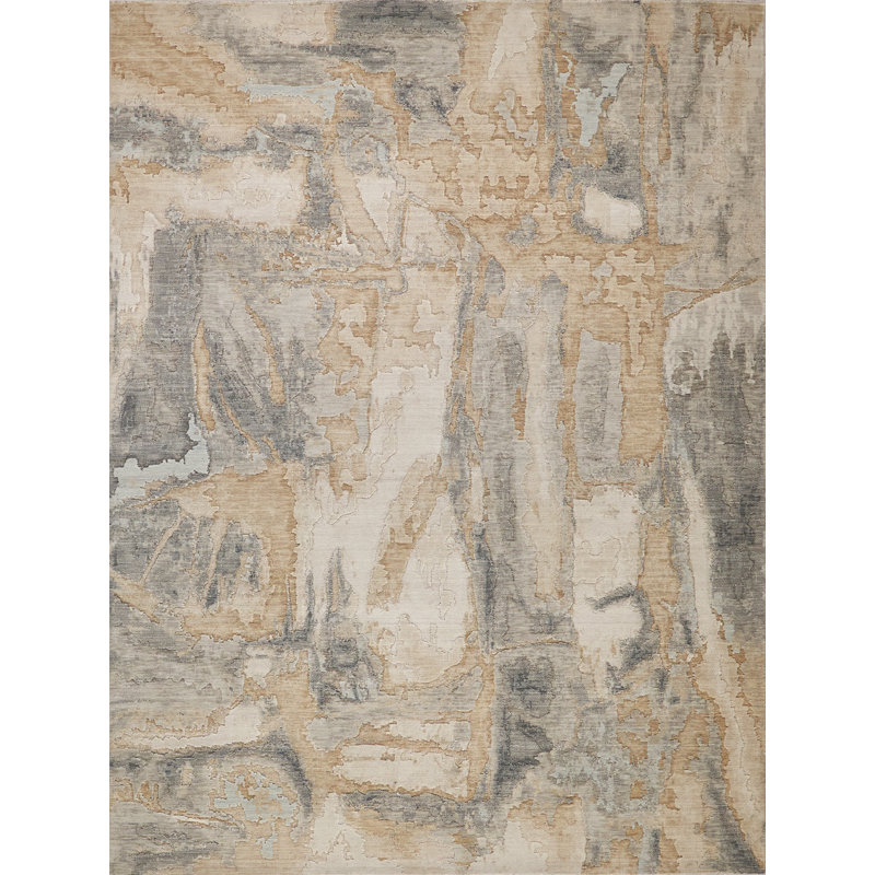 Infinity Handmade Wool/Nylon In Gray/Silver Area Rug, Rectangle 8' x 10'