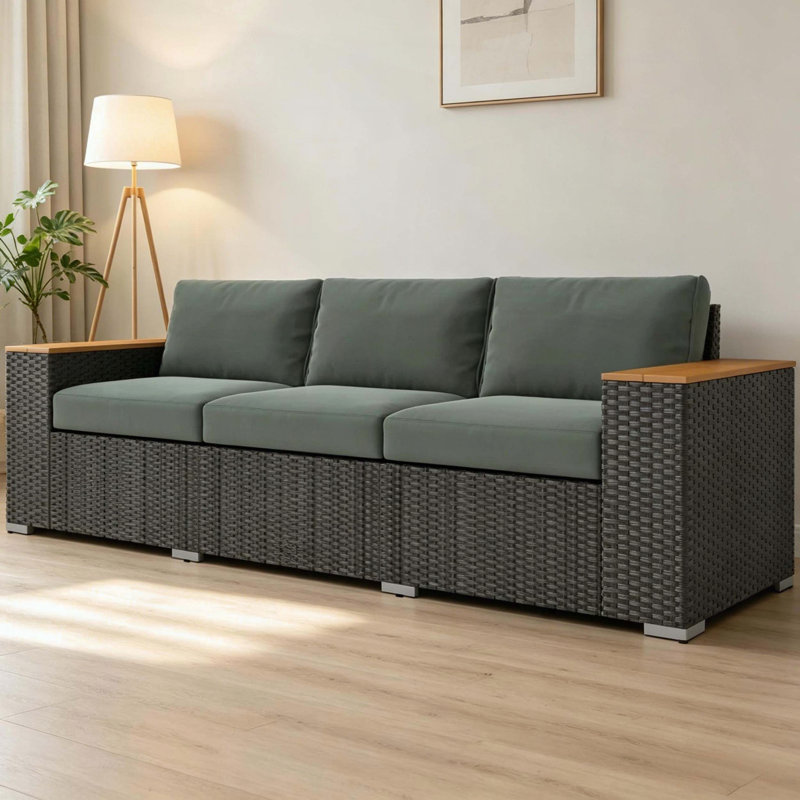 Wicker Outdoor Sofa with Deep Cushions