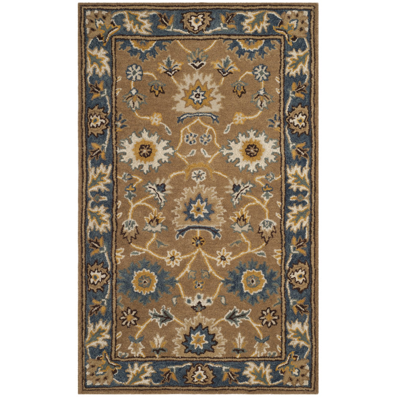 Tapis brun / bleu en laine touffeté à la main Cranmore, Rectangle 4 pi x 6 pi