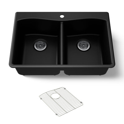 Évier de cuisine à double cuve à montage double L 33 po x l 22 po Kennon
