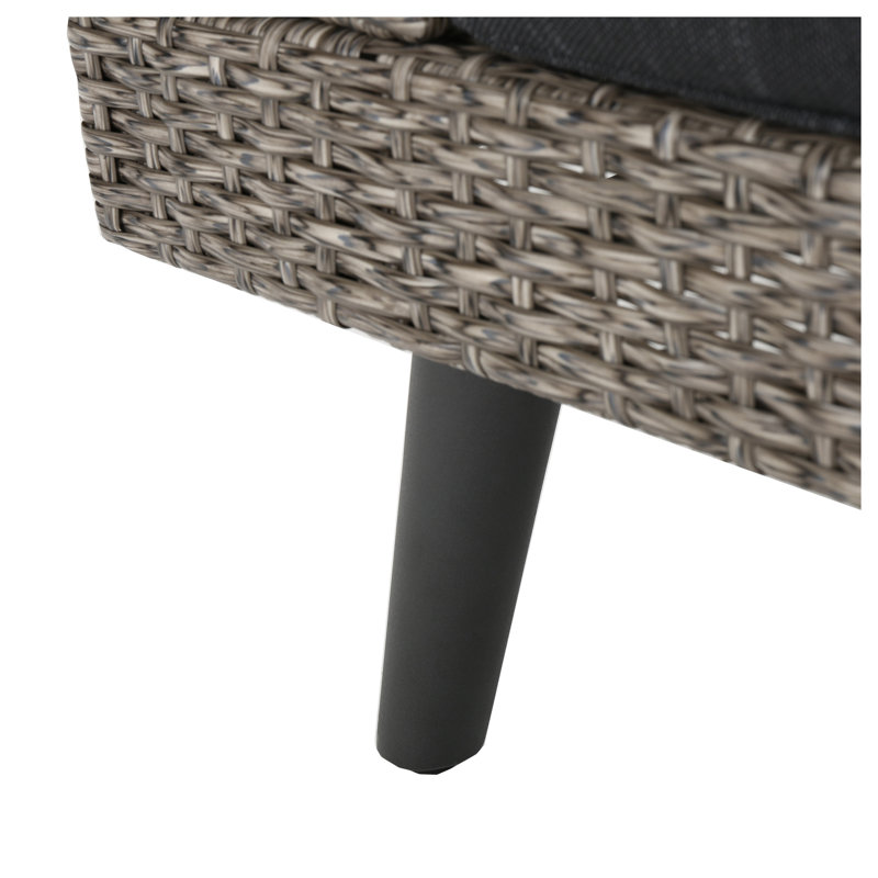 Canapé modulaire gris en rotin PE avec accoudoir droit pour patio extérieur, coussin imperméable modulaire, structure en fer