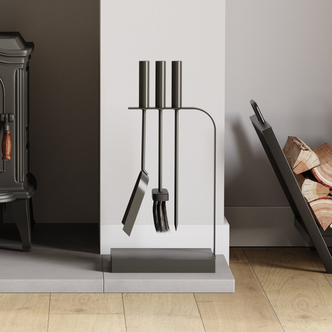 Vida Aston Steel Fireplace Tool Set