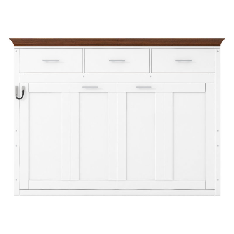 Lit escamotable simple avec 3 tiroirs de rangement - Lit mural blanc compact pour les petites pièces