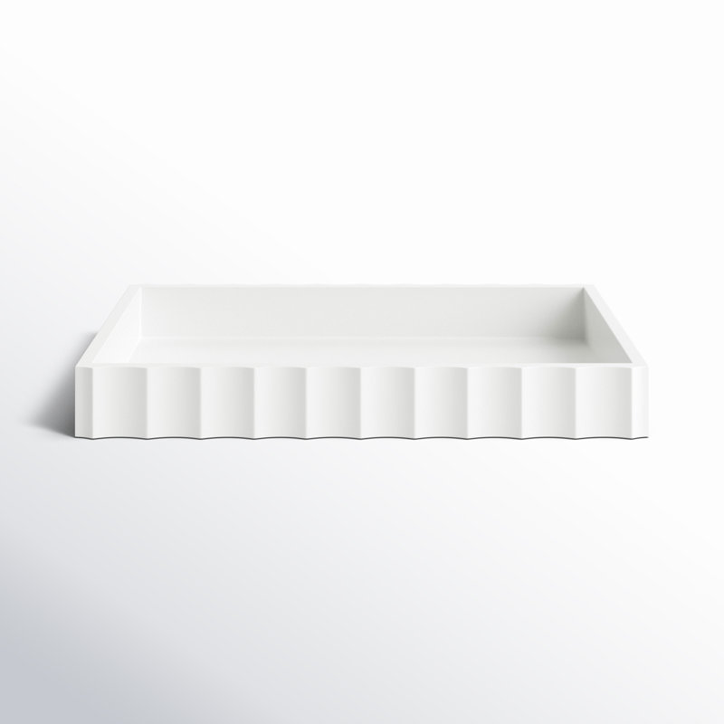 Cardella Fluted Rectangle Serving Tray, White
