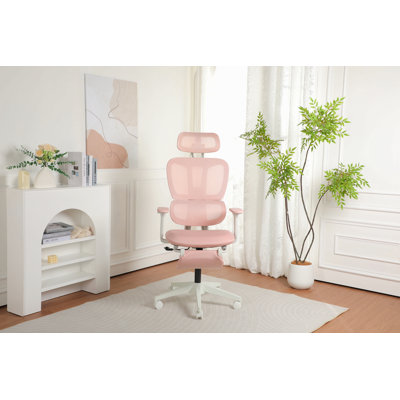 Chaise de bureau ergonomique avec repose-pieds, chaise d'ordinateur à haut dossier avec soutien lombaire dynamique, appui-tête en 2 dimensions et accoudoirs 4D, coussin éponge et dossier en filet, chaise de bureau à domicile pour adultes