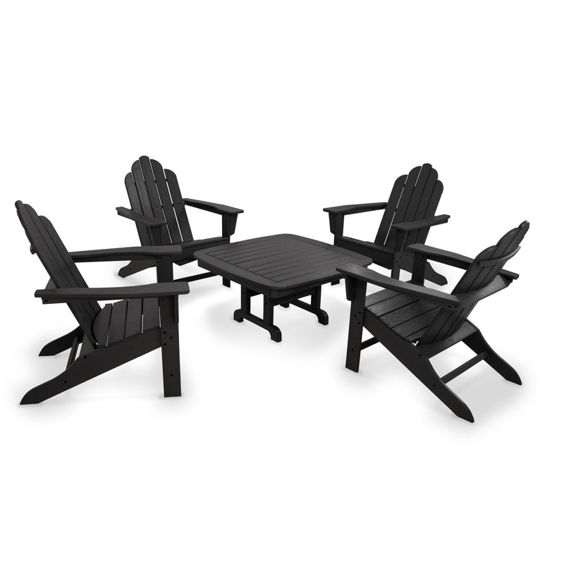 POLYWOOD Long Island Adirondack 5-Piece Conversation Group, Black