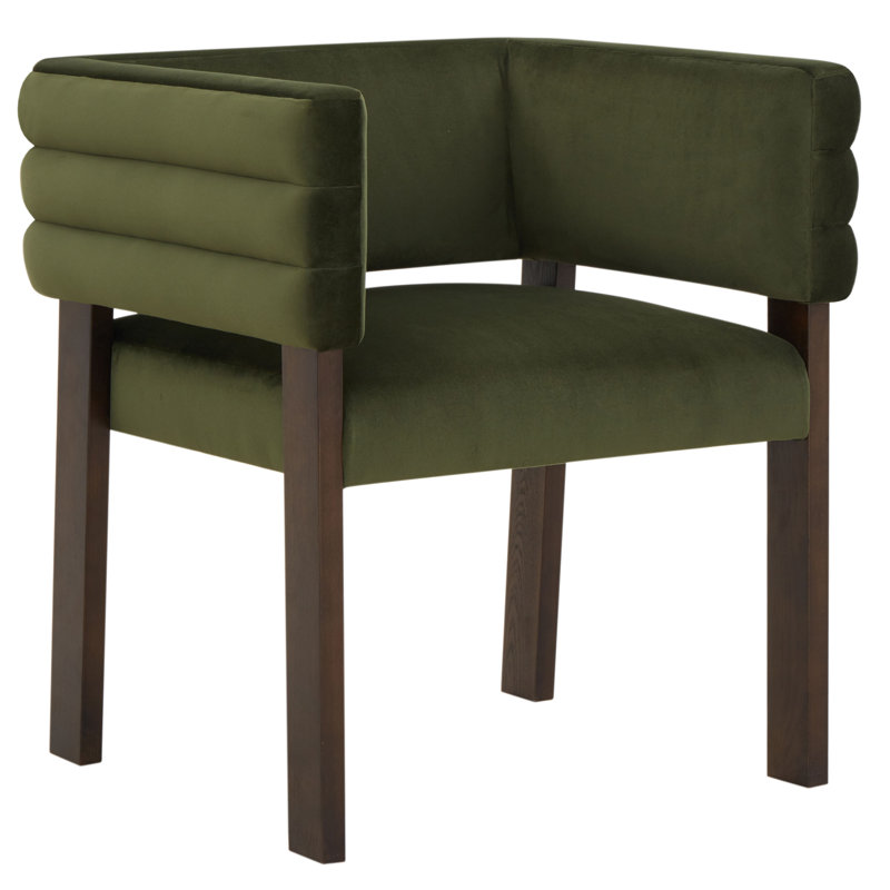 Aliezah Velvet Upholstered Back Armchair Dining Chair, Forest Green