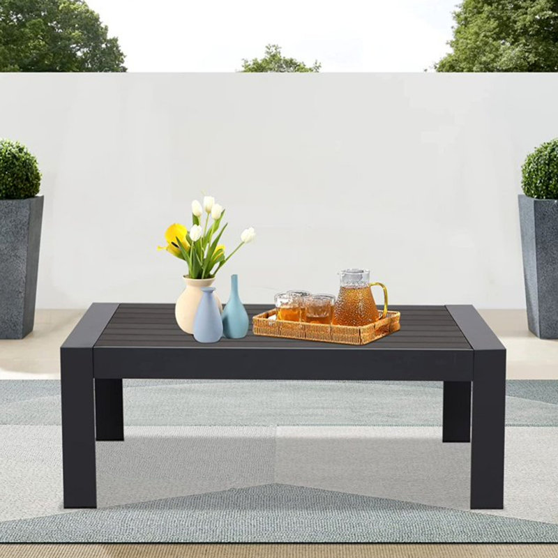 Table basse d'extérieur 43 "en aluminium toutes saisons, table rectangulaire moderne, Gris