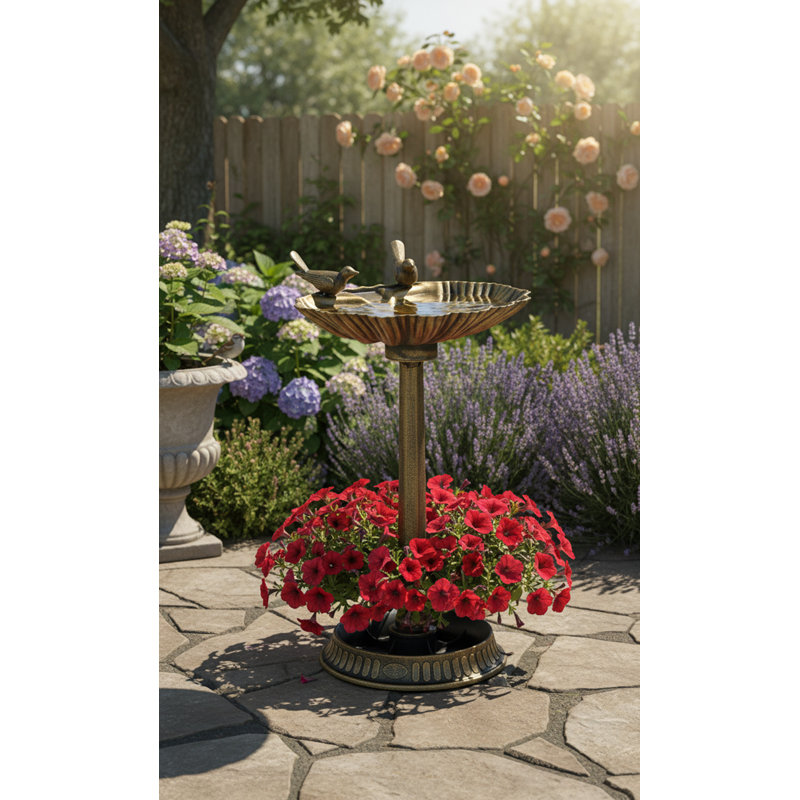 Plastic Birdbath, Bronze