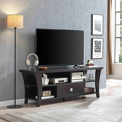 Console de télévision, meuble télé avec pieds courbés et un tiroir