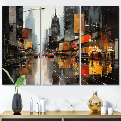 Cityscape Collage V sur toile, 3 pièces