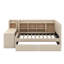 Lit de jour simple tapissier avec tiroirs, tablettes, armoires rabattables et table d'appoint-114346268