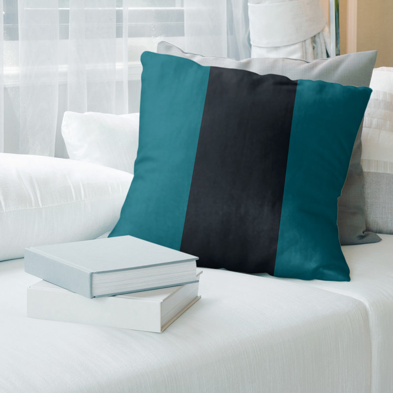 Housse de coussin , 26 po x 26 po, Sarcelle / Noir
