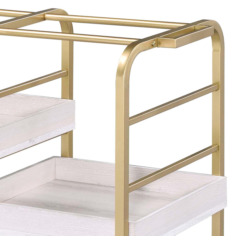 Serving Cart With 3 Adjustable Trays