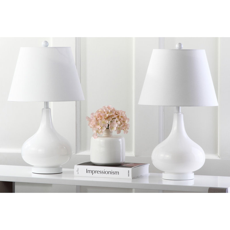 Akeim Glass Table Lamp, White