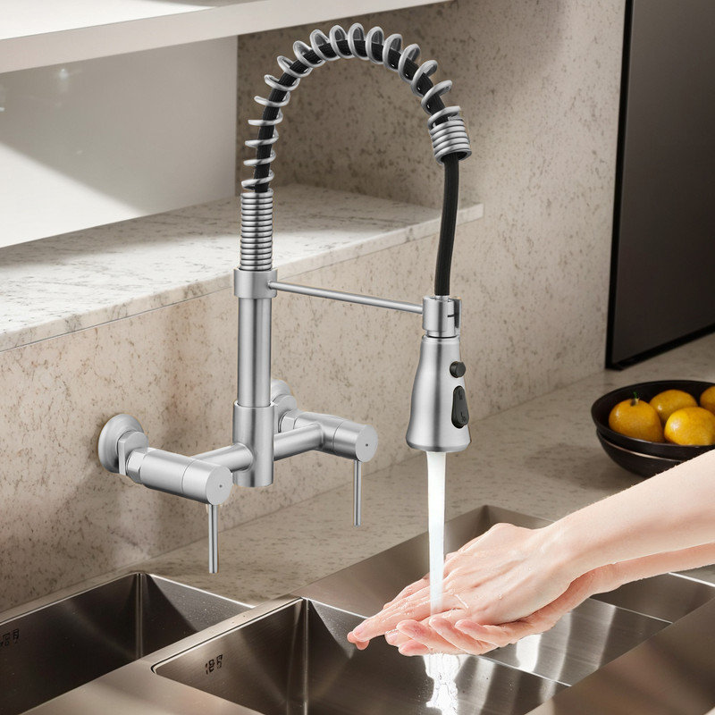 Casa Eclat Pull Down Kitchen Faucet, Brushed Nickel