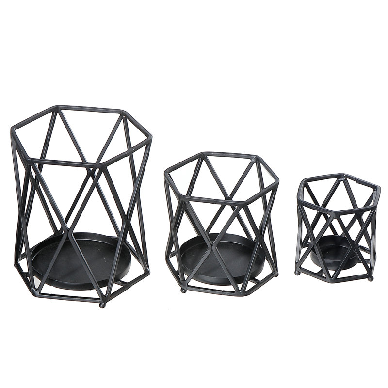 Ensemble de 3 porte-votives Diamond, Noir, noir, noir, noir
