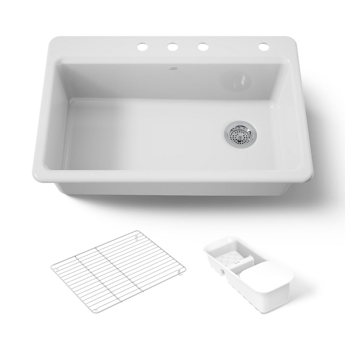 Riverby™ Single-Bowl Top-Mount Kitchen Sink, White, 4 hole