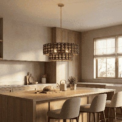 Silencio 7-Light Pendant in Riviera Brass by Breegan Jane