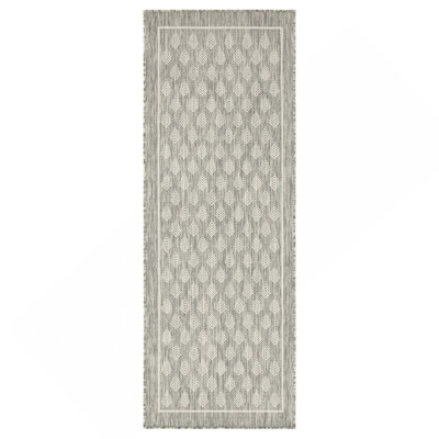 Argent 2 pi 7 po X 7 pi 3 po Tapis intérieur / extérieur