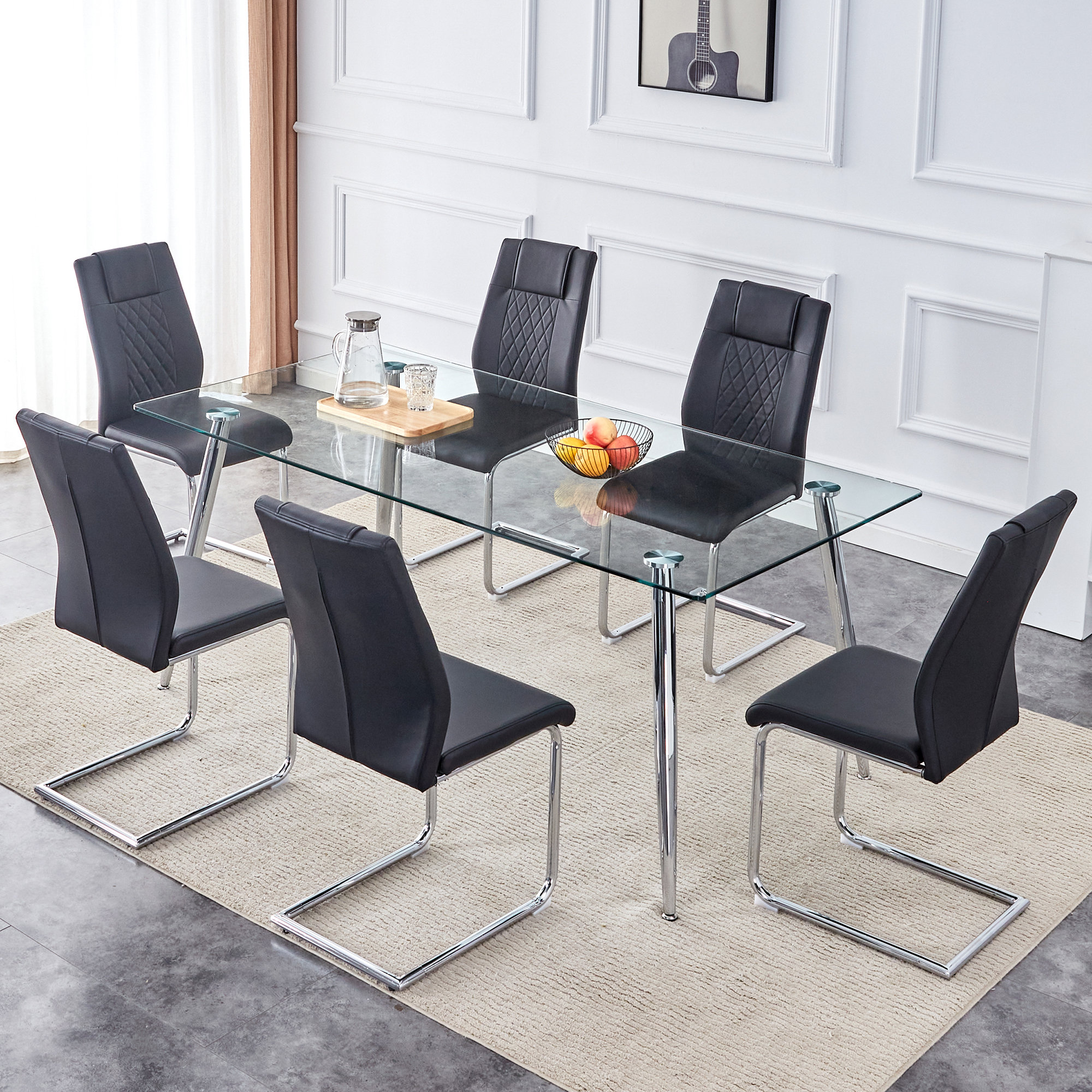 Ivy Bronx Nunzio Rectangle Glass Top Dining Table Set - Wayfair Canada