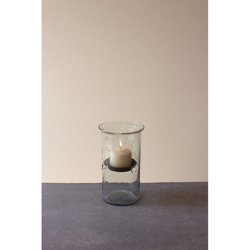  Bougeoirs décoratifs en verre martelé avec insert en métal, ensemble moyen de 2, H 10 po x l 6 po x P 6 po