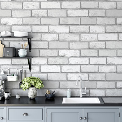 Myron Dove Metallic Brick Wallpaper