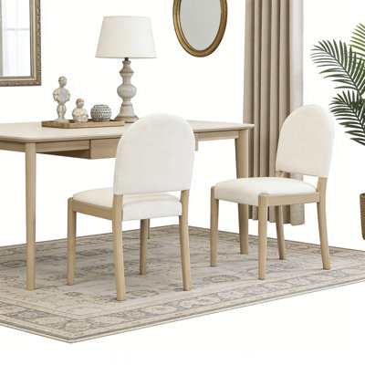 Ensemble de 2 chaises de salle à manger rembourrées sans accoudoirs en tissu Mid Century