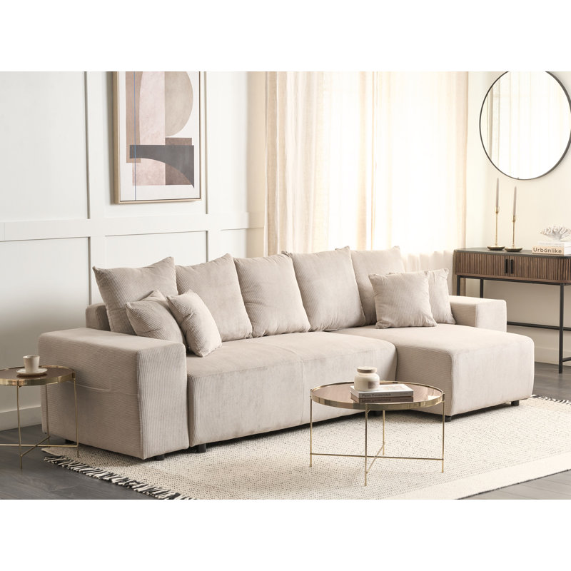 Alyxs Corduroy Sofa Bed, Beige, Right Hand Facing