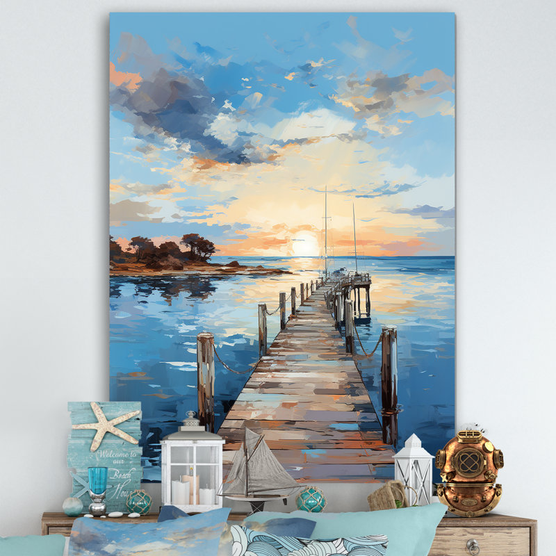 Trym Pier and Dock Nautical I, reproduction d'art sur toile, H 32 po x l 24 po x P 1 po, Toile tendue