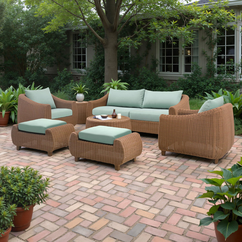 Luminis 7-Piece Sunbrella® Outdoor Patio Seating Set - Spa Blue, Spa Blue