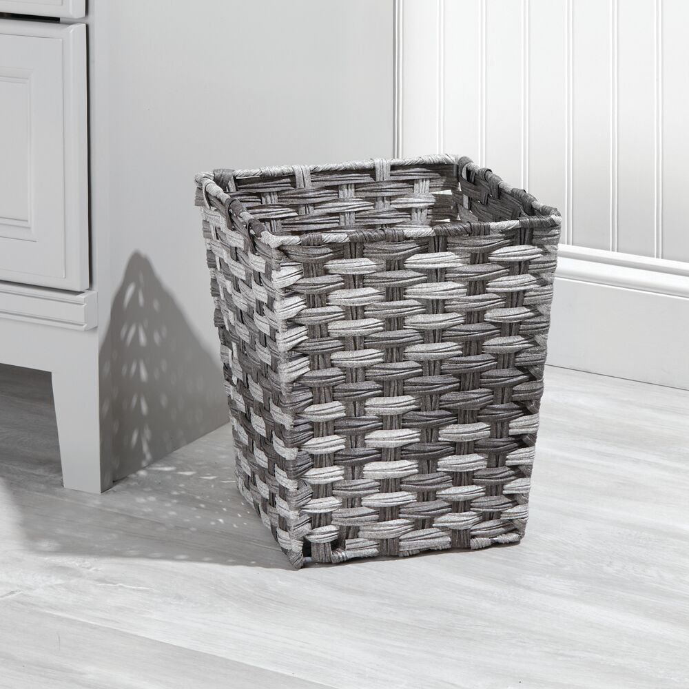 mDesign Woven Square Trash Can Wastebasket, Garbage Container Bin ...