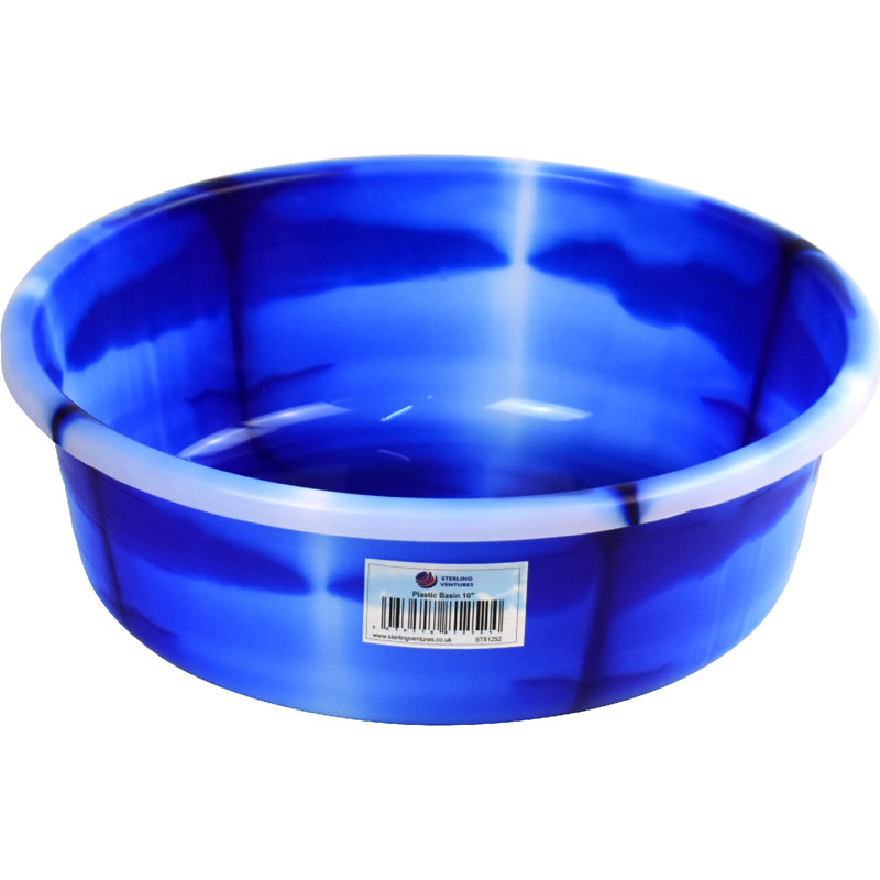 Tie-Dye Colour Plastic Round Wash Basin10", Blue, 2.6