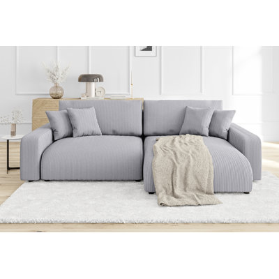  Gisela Sleeper Corner Sofa Chaise Bed with Storage Cord Fabric