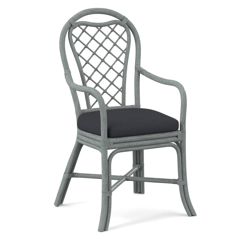 Trellis Dining Arm Chair, White Performance Fabric; 0851-94, Nickel