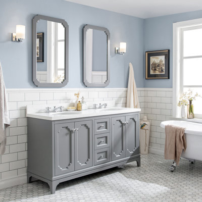 Ahanu 60'' Double Bathroom Vanity with Engineered Marble Top