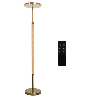 30W 3000LM Natural wood finish LED Floor Lamp, 69 Inch Tall Remote Controlled Torchiere Standing Lamp, Stepless Brightness & Color Temp Adjustable